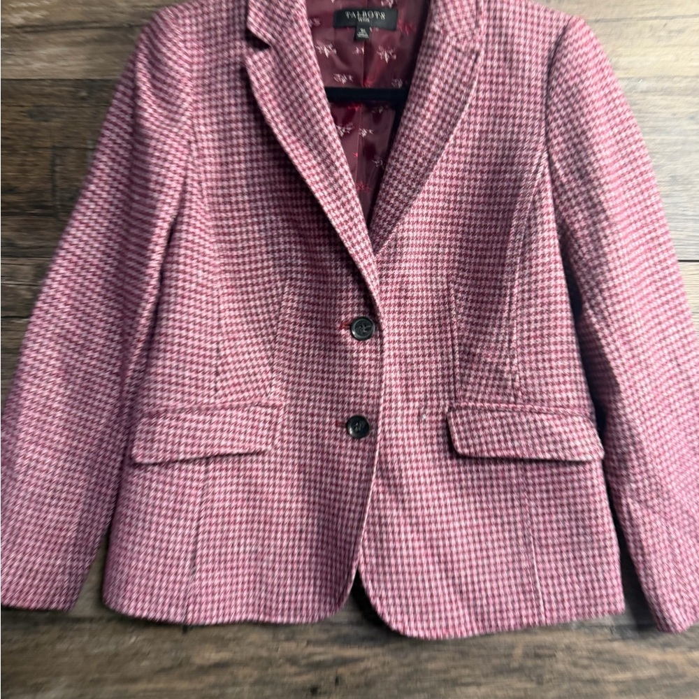 Talbots Raspberry Houndstooth Horseback Riding Bl… - image 2